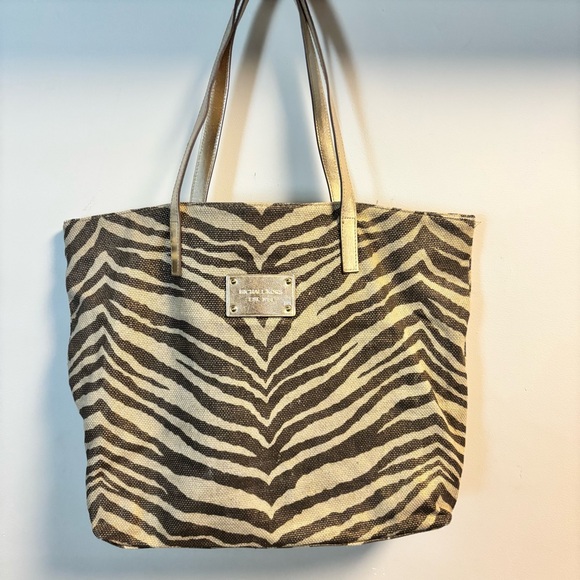 Michael Kors Handbags - Michael Kors Zebra Pattern Tote with Gold Handles